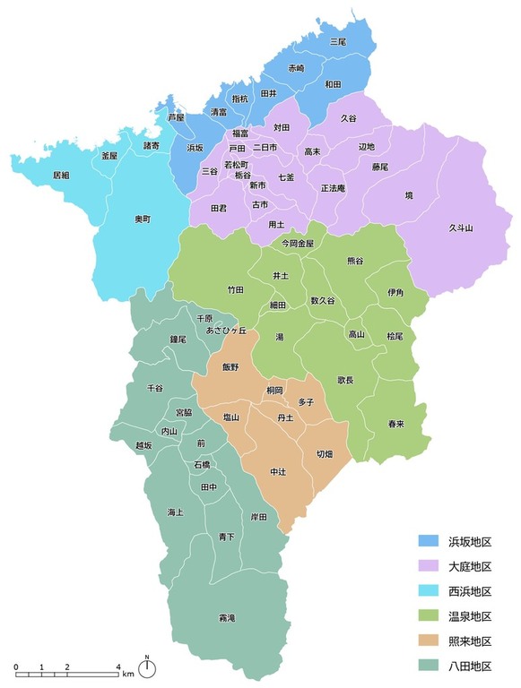 新温泉町内の集落地図