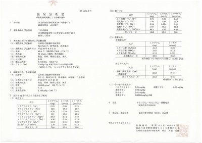 温泉分析書　二日市温泉