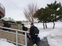 登校する中学生