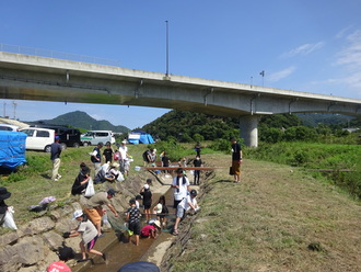 岸田川まつり　アユのつかみ取り体験